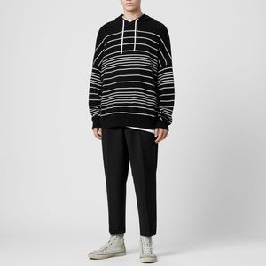 NWT AllSaints Men's Black Reverb Hoodie striped